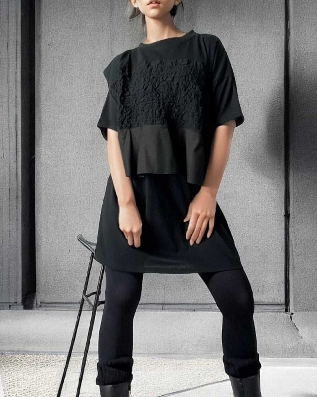 PEPLUM ヨシキヒシヌマ プリーツ シワ加工 変形ブラウス チェック柄 mimigrant ブラウス シャツカラー＆リボン ドット柄 sh-b0008